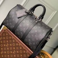 Louis Vuitton LV Unisex Keepall Bandoulière 35 Monogram Eclipse Coated Canvas Cowhide Leather (6)