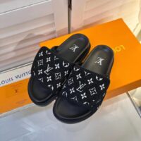 Louis Vuitton LV Unisex Miami Mule Black Mini Monogram Textile Anatomic Insole (6)