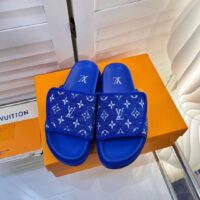 Louis Vuitton LV Unisex Miami Mule Blue Mini Monogram Textile Anatomic Insole (3)