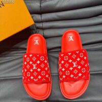 Louis Vuitton LV Unisex Miami Mule Red Mini Monogram Textile Anatomic Insole (4)