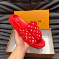 Louis Vuitton LV Unisex Miami Mule Red Mini Monogram Textile Anatomic Insole (4)