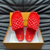 Louis Vuitton LV Unisex Miami Mule Red Mini Monogram Textile Anatomic Insole (4)