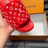 Louis Vuitton LV Unisex Miami Mule Red Mini Monogram Textile Anatomic Insole (4)