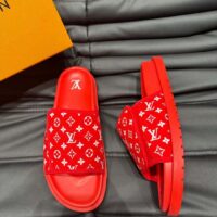 Louis Vuitton LV Unisex Miami Mule Red Mini Monogram Textile Anatomic Insole (4)