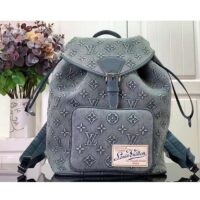 Louis Vuitton LV Unisex Montsouris Backpack Monogram Washed Denim Coated Canvas Cowhide Leather (8)