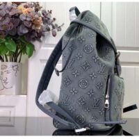 Louis Vuitton LV Unisex Montsouris Backpack Monogram Washed Denim Coated Canvas Cowhide Leather (8)