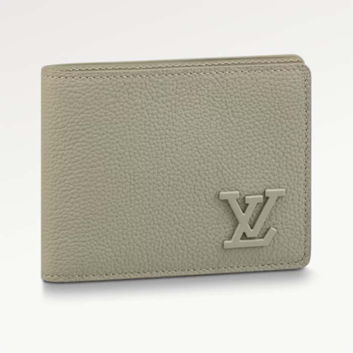 Louis Vuitton LV Unisex Multiple Wallet Sage Cowhide Leather 3 Card Slots