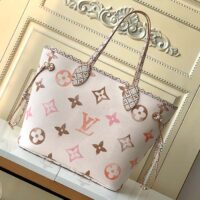 Louis Vuitton LV Unisex Neverfull MM Beige Monogram Coated Canvas Textile Lining (1)