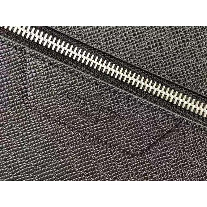 Louis Vuitton LV Unisex Pochette 24H Black Taiga Cowhide Leather Zip Closure (5)
