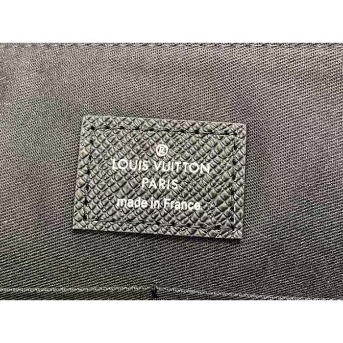 Louis Vuitton LV Unisex Pochette 24H Black Taiga Cowhide Leather Zip Closure (7)