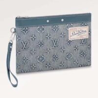 Louis Vuitton LV Unisex Pochette To Go Monogram Washed Denim Coated Canvas Cowhide Leather (11)