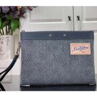 Louis Vuitton LV Unisex Pochette To Go Monogram Washed Denim Coated Canvas Cowhide Leather (11)