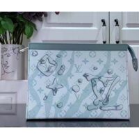 Louis Vuitton LV Unisex Pochette Voyage MM Bag Crystal Blue Monogram Aquagarden Coated Canvas (6)