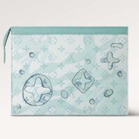 Louis Vuitton LV Unisex Pochette Voyage MM Bag Crystal Blue Monogram Aquagarden Coated Canvas (6)