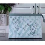 Louis Vuitton LV Unisex Pochette Voyage MM Bag Crystal Blue Monogram Aquagarden Coated Canvas - Image 5