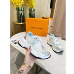 Louis Vuitton LV Unisex Run 55 Sneaker Denim Blue Mix Materials Lifted Rubber Outsole – Image 7