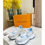 Louis Vuitton LV Unisex Run 55 Sneaker Denim Blue Mix Materials Lifted Rubber Outsole – Image 3