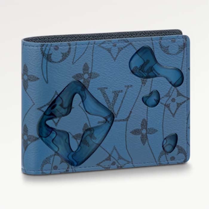 Louis Vuitton LV Unisex Slender Wallet Abyss Blue Monogram Aquagarden Coated Canvas