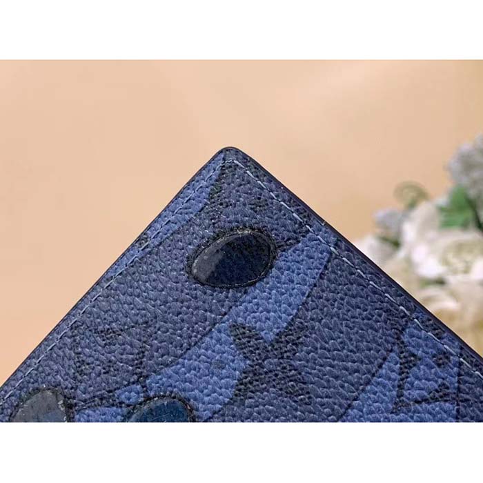 Louis Vuitton LV Unisex Slender Wallet Abyss Blue Monogram Aquagarden Coated Canvas (4)