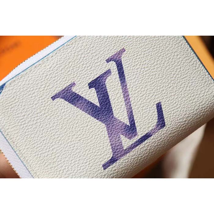 Louis Vuitton LV Unisex Zippy Coin Purse Blue Monogram Coated Canvas Zip Closure (11)