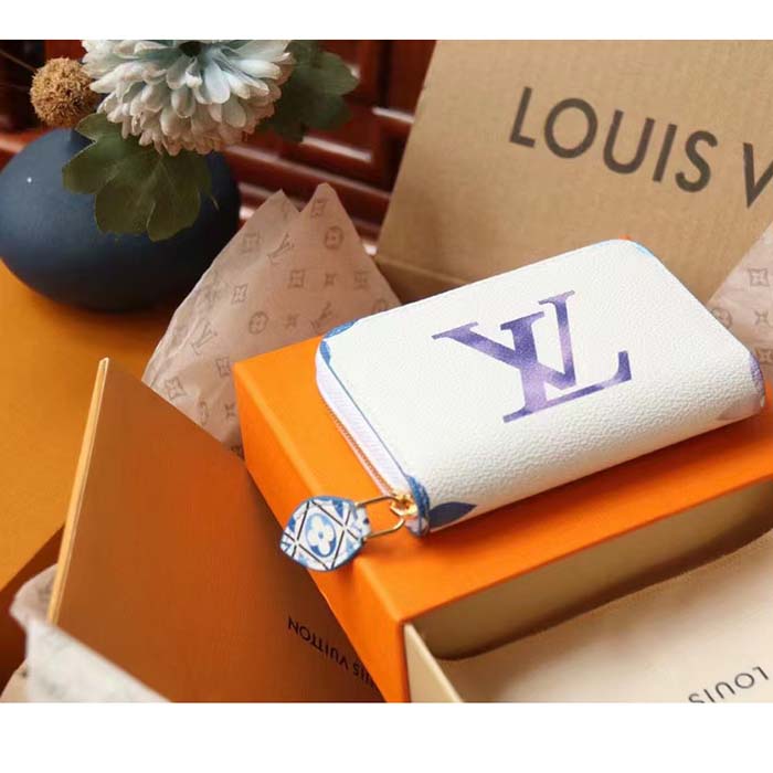 Louis Vuitton LV Unisex Zippy Coin Purse Blue Monogram Coated Canvas Zip Closure (2)