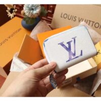 Louis Vuitton LV Unisex Zippy Coin Purse Blue Monogram Coated Canvas Zip Closure (7)