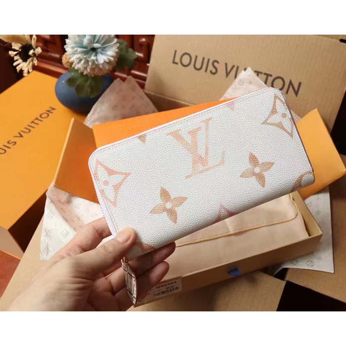 Louis Vuitton LV Unisex Zippy Wallet Beige Monogram Coated Canvas Zip Closure (2)