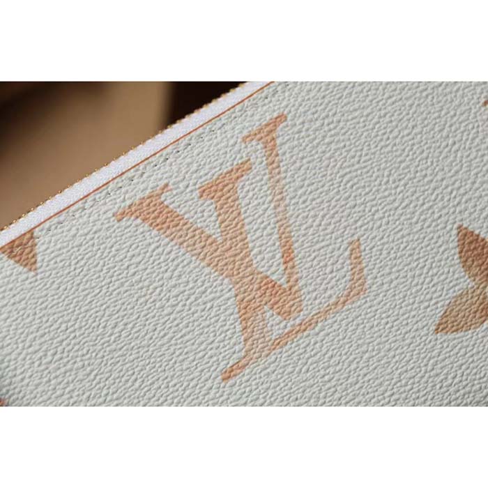 Louis Vuitton LV Unisex Zippy Wallet Beige Monogram Coated Canvas Zip Closure (3)