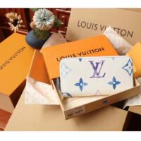 Louis Vuitton LV Unisex Zippy Wallet Blue Monogram Coated Canvas Zip Closure (11)