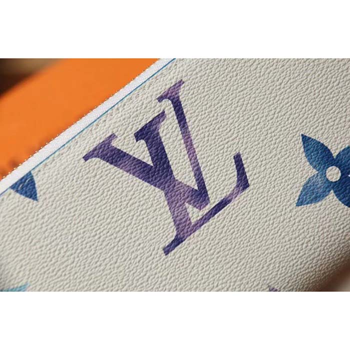 Louis Vuitton LV Unisex Zippy Wallet Blue Monogram Coated Canvas Zip Closure (6)