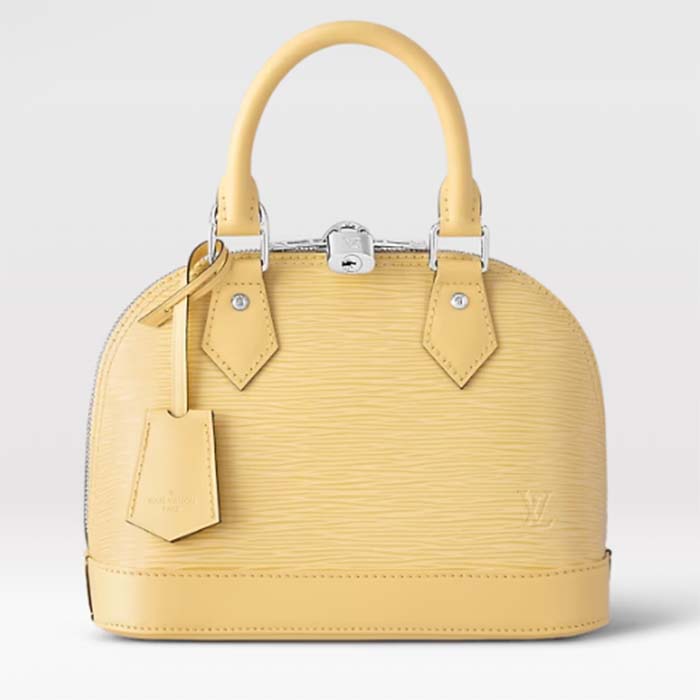 Louis Vuitton LV Women Alma BB Handbag Jaune Plume Yellow Epi Grained Cowhide Leather