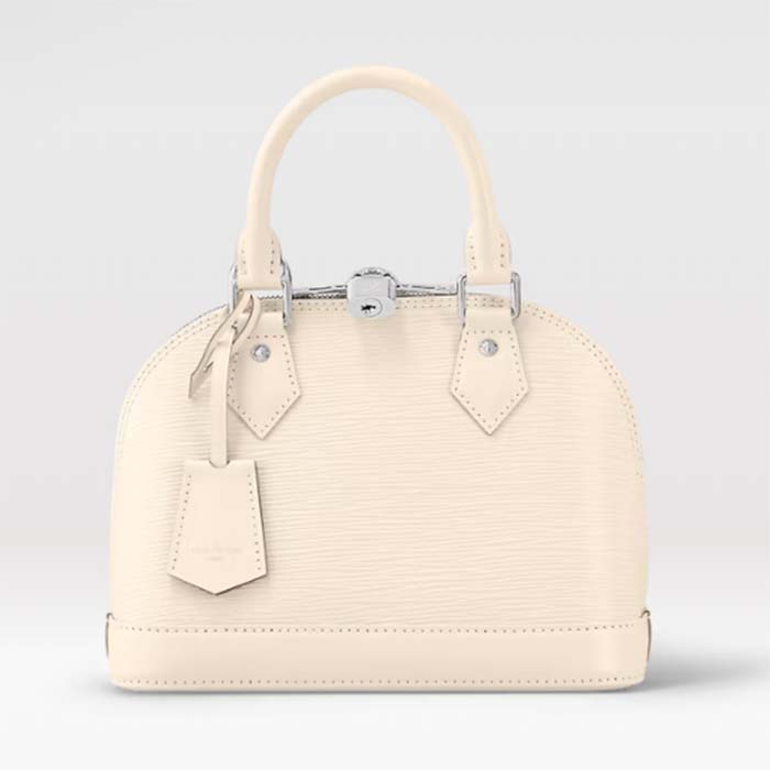 Louis Vuitton LV Women Alma BB Handbag Quartz White Epi Grained Cowhide Leather