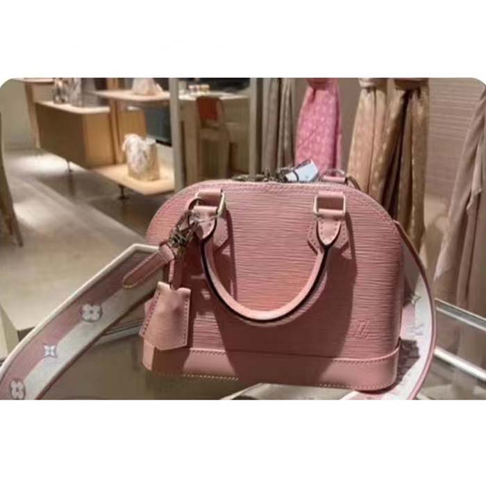 Louis Vuitton LV Women Alma BB Handbag Rose Trianon Pink Epi Grained Cowhide Leather (11)