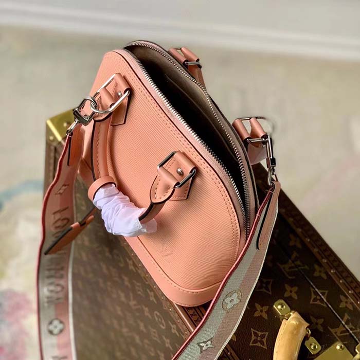Louis Vuitton LV Women Alma BB Handbag Rose Trianon Pink Epi Grained Cowhide Leather (12)