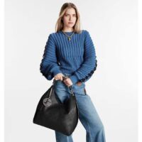 Louis Vuitton LV Women Carmel Hobo Bag Black Mahina Perforated Calf Leather (3)