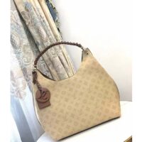 Louis Vuitton LV Women Carmel Hobo Bag Crème Beige Mahina Perforated Calf Leather (6)