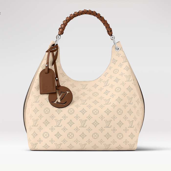 Louis Vuitton LV Women Carmel Hobo Bag Crème Beige Mahina Perforated Calf Leather