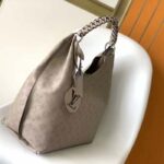 Louis Vuitton LV Women Carmel Hobo Bag Gris Souris Gray Mahina Perforated Calfskin Leather - Image 4