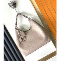 Louis Vuitton LV Women Carmel Hobo Bag Gris Souris Gray Mahina Perforated Calfskin Leather (8)