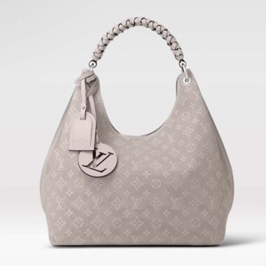 Louis Vuitton LV Women Carmel Hobo Bag Gris Souris Gray Mahina Perforated Calfskin Leather