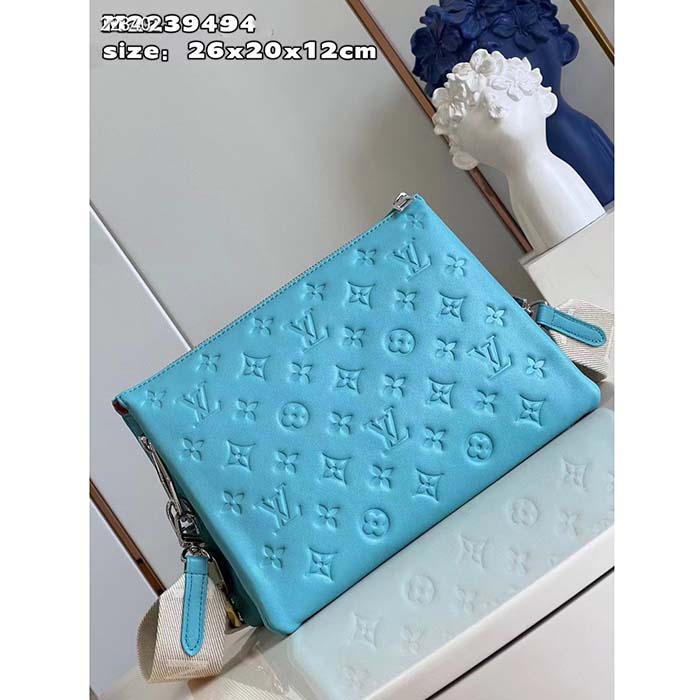 Louis Vuitton LV Women Coussin PM Handbag Azure Blue Lambskin Calfskin (2)