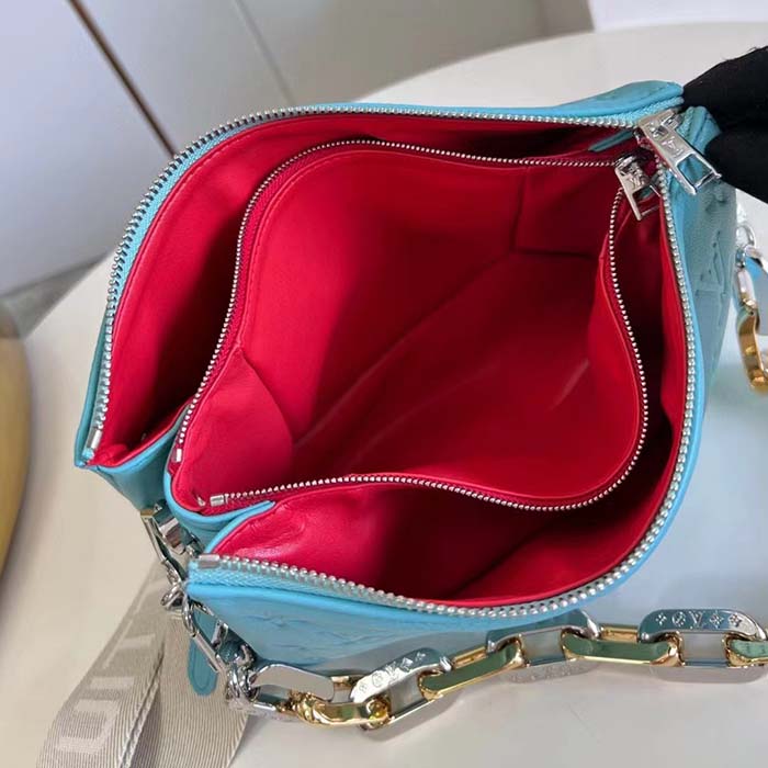 Louis Vuitton LV Women Coussin PM Handbag Azure Blue Lambskin Calfskin (3)