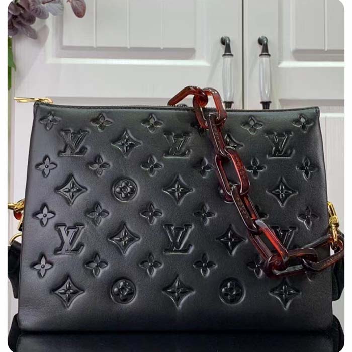 Louis Vuitton LV Women Coussin PM Handbag Black Calfskin Cowhide Leather (10)