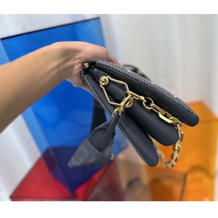 Louis Vuitton LV Women Coussin PM Handbag Blue Lambskin Cowhide Leather Zip Closure (13)