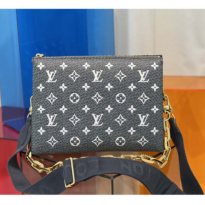 Louis Vuitton LV Women Coussin PM Handbag Blue Lambskin Cowhide Leather Zip Closure (6)