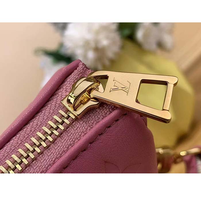 Louis Vuitton LV Women Coussin PM Handbag Rose Bonbon Pink Lambskin Zip Closure (1)