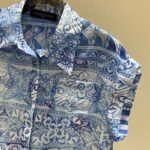 Louis Vuitton LV Men Monogram Tile Short Sleeve Shirt Cotton Blue White Regular Fit – Bild 4