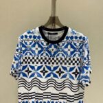 Louis Vuitton LV Women Monogram Tile T-Shirt Cotton Blue White Regular Fit - Image 4