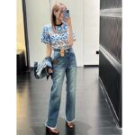 Louis Vuitton LV Women Monogram Tile T-Shirt Cotton Blue White Regular Fit - Image 12