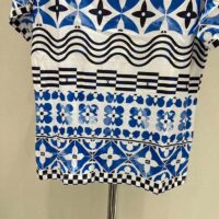 Louis Vuitton LV Women Monogram Tile T-Shirt Cotton Blue White Regular Fit (3)
